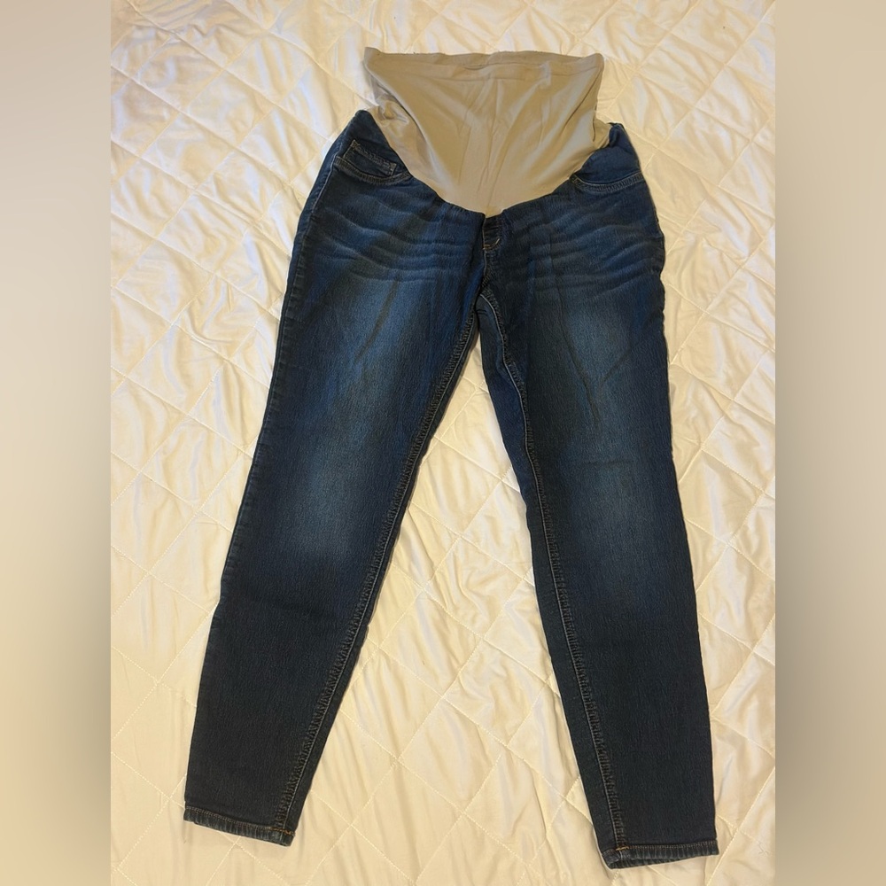 Indigo Blue Women's Dark Wash Maternity Skinny Jeans